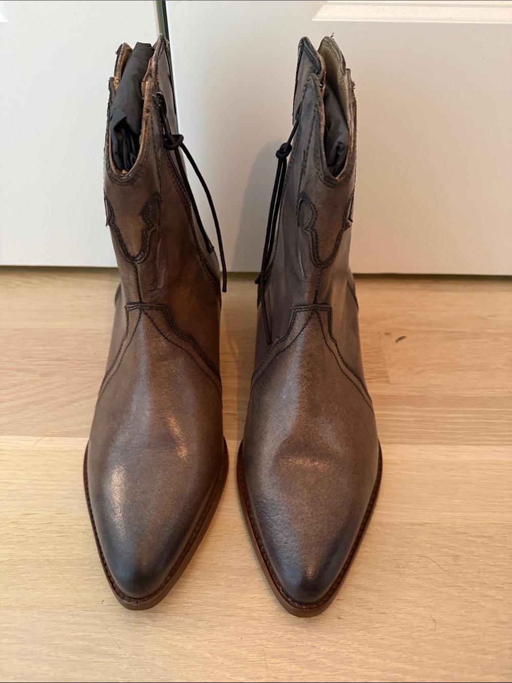Free People Metallic Brown Pointed-Toe Ankle Boots